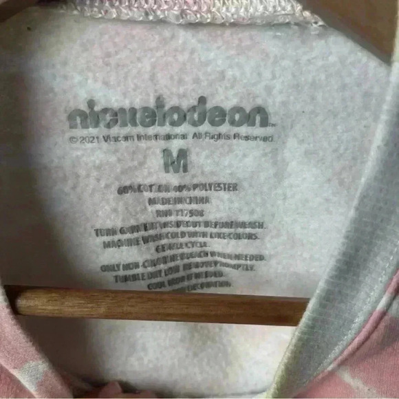 Rugrats Tie Dye Print Yellow Pink Sweatshirt Character Sleeve | Size Medium - Picture 3 of 7